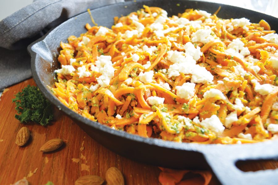 Sweet+Potato+Noodles+with+Kale+Pesto+and+Goat+Cheese%2C+a+recipe+from+Yumbler.