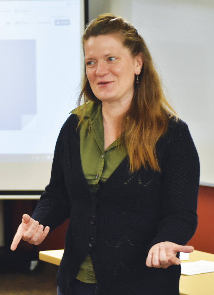 Assistant of Environmental Studies and Political Science Professor Rachel Brummel discusses Environmental issues in class.