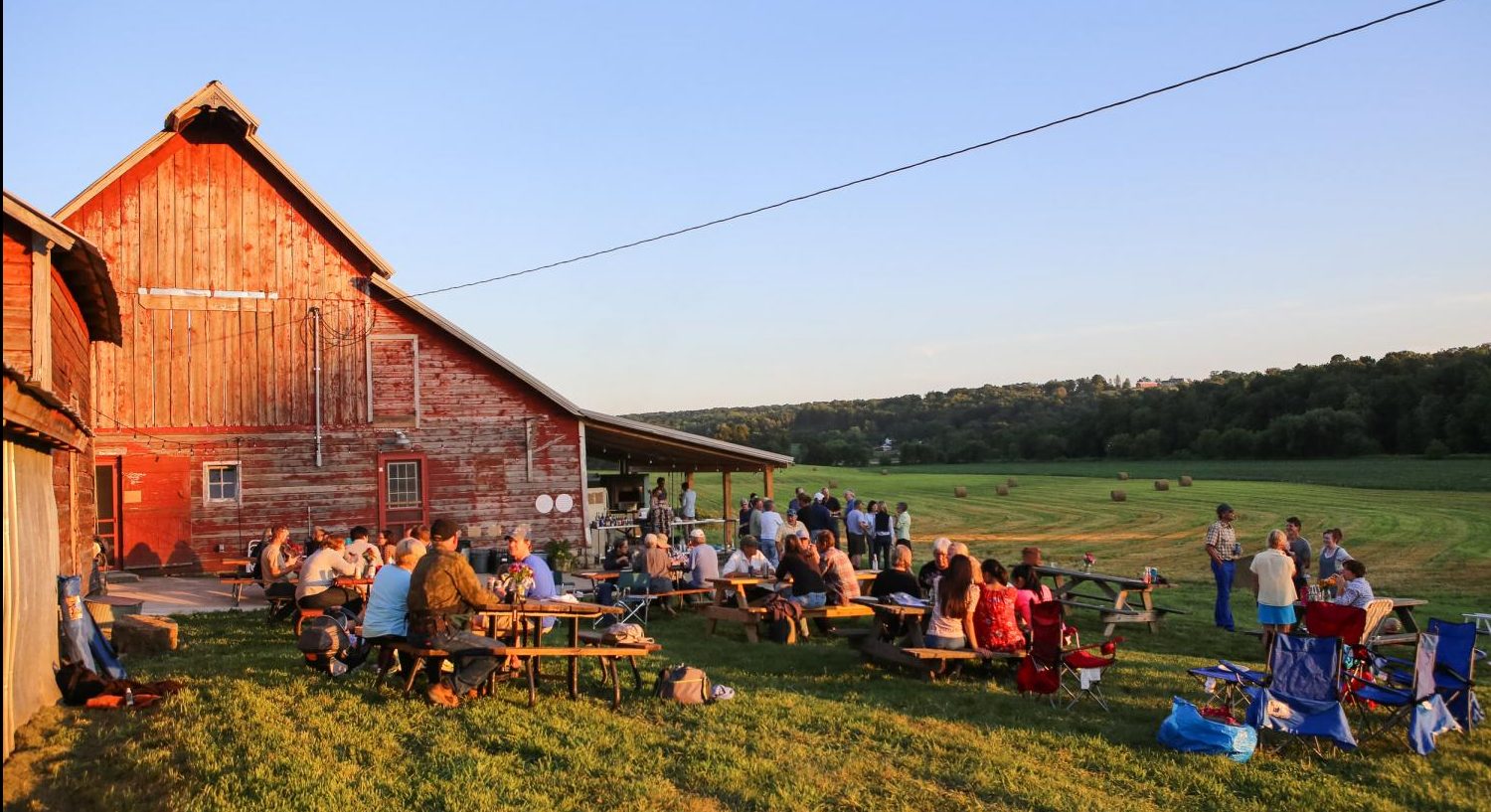 Luna Valley Farm hosts its weekly pizza night during a beautiful sunset.