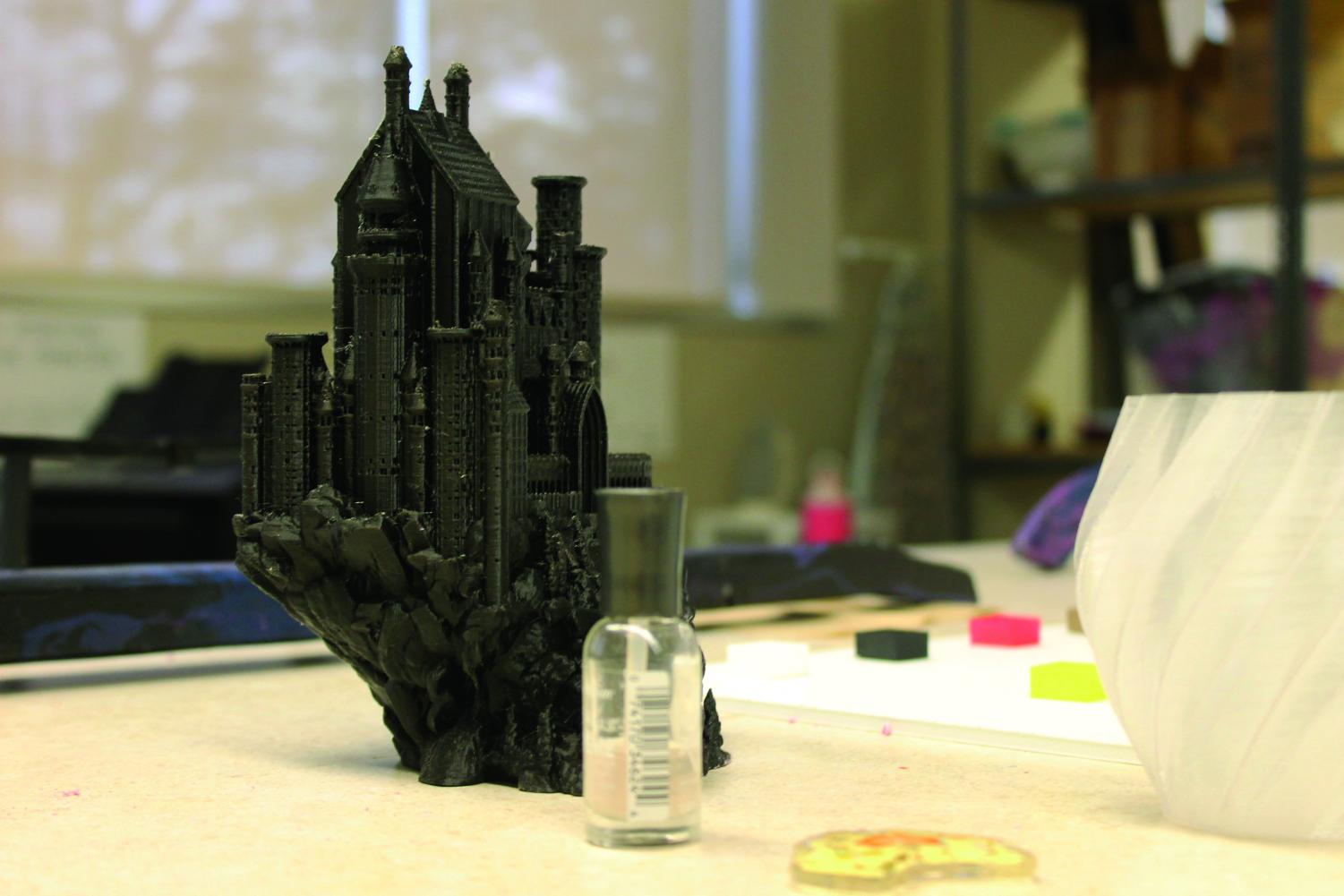 A 3D printed model of Harry Potter’s Hogwarts in the Luther College makerspace.