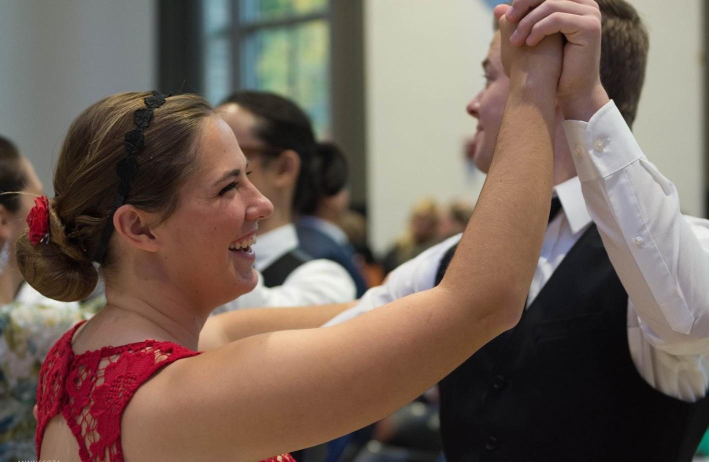 President of Ballroom and Swing Team Kjerstin Nelson (‘18) dances during the social dance.