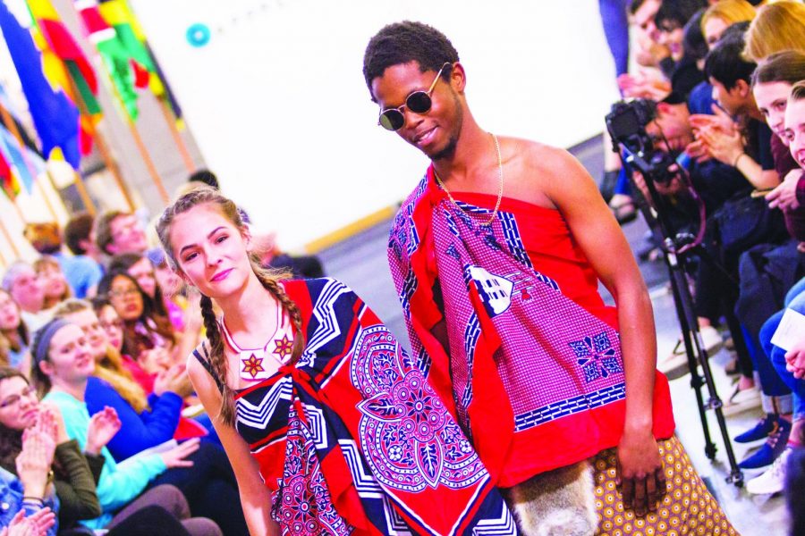Lauren+Knuckey+%28%E2%80%9819%29+and+Malu+Mndzebele+%28%E2%80%9821%29+in+the+2017+International+Fashion++Show%2C+demonstrating+cultural+appreciation.+They+are+both+wearing++the+traditional+attire+of+Swaziland+called+%E2%80%98emahiya.%E2%80%99