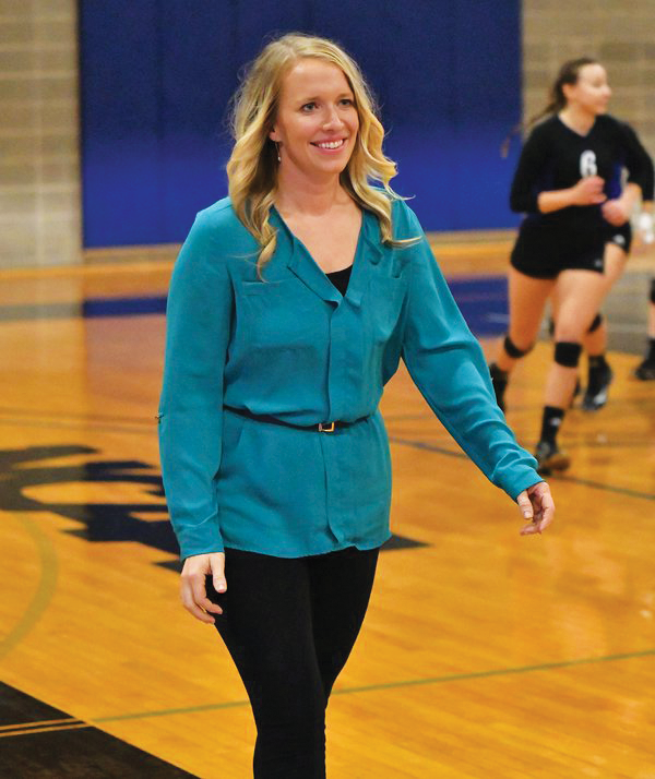 Brittany Sisk walks across the court. 