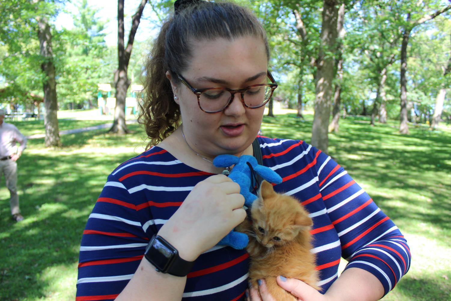 Caitlyn Hayden (‘21) holds a one month old kitten named Ginger Baker from the Humane Society