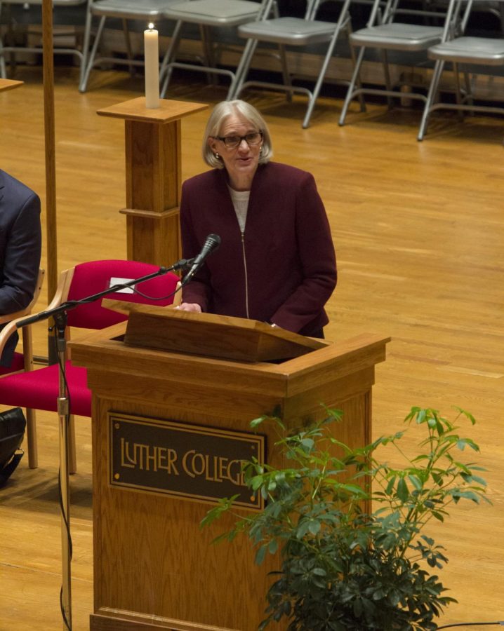 President Carlson speaks at the plenary address for the 500th anniversary of the Reformation.                			                