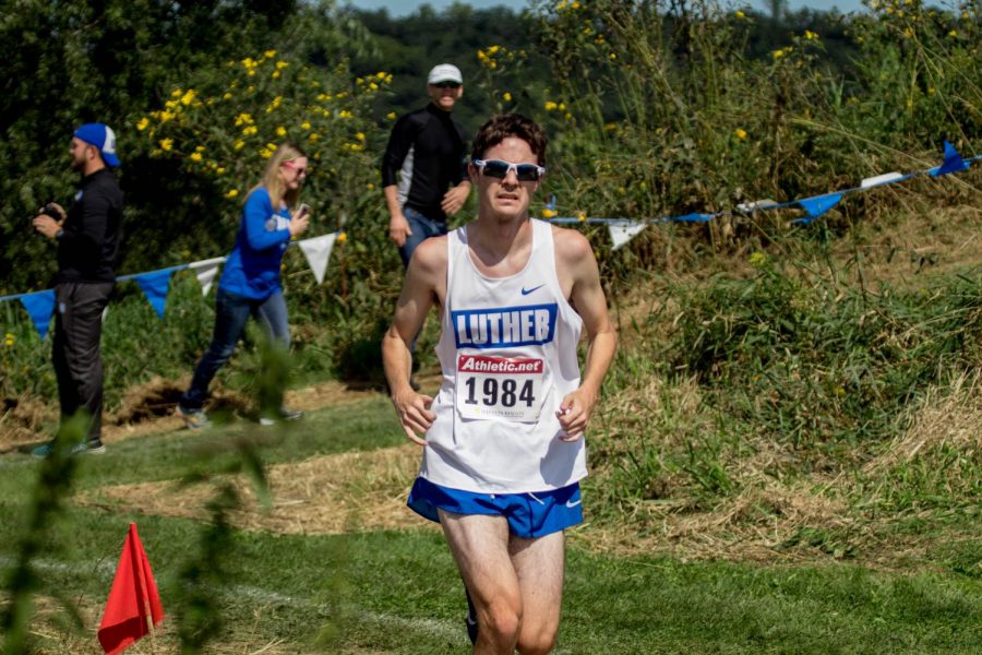 Luke Sinclair (‘20) competes in a Nike uniform during the All-American Invitational on Sept. 8.