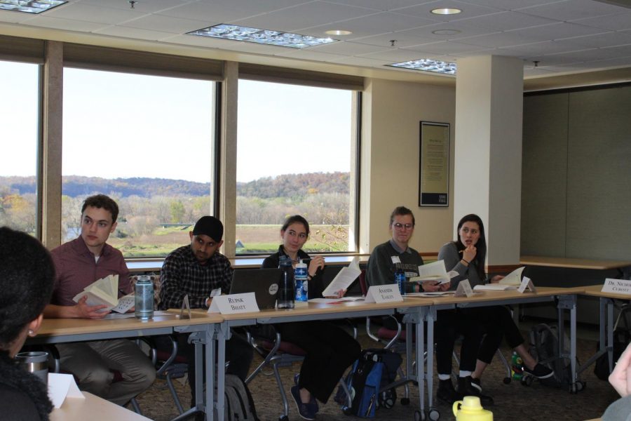 Karl+Badger+%28%2719%29%2C+Rupak+Bhatt+%28%2720%29%2C+and+Ananda+Easley+%28%2719%29+participate+in+the+discussion.+