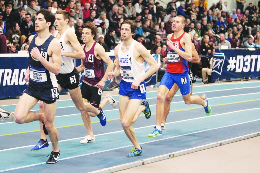 Dan Iselin (‘21) on the train in the NCAA III mile preliminaries on Friday, March 8. 