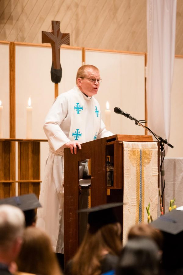 Pastor Mike Blair preaches at the Baccalaureate service prior to the 2019 graduation ceremony.