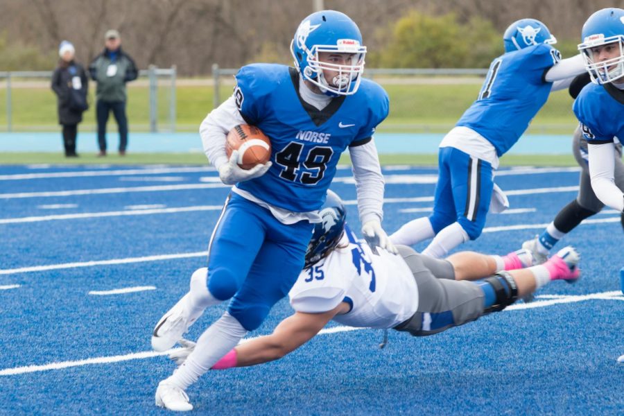 Luther football holds a camp for high school students to meet the coaches and practice with the team.