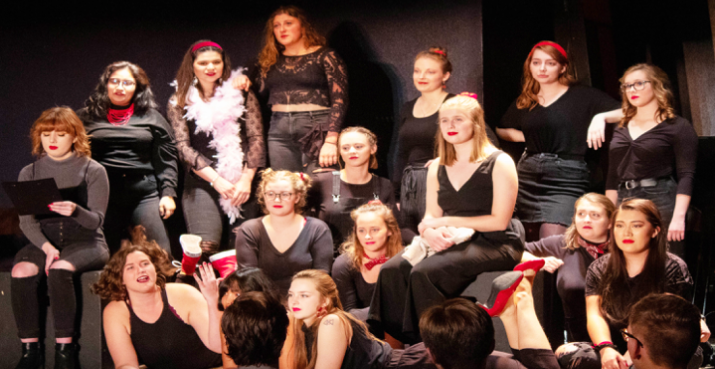 The cast of Luther College's production of "The Vagina Monologues" perform a scene called "Lists."