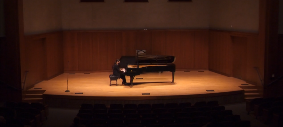 Miko Kominami performs the entirety of J.S. Bachs Goldberg Variations at her recital on Friday, March 12th. Photo courtesy of Alex Thompson (22) | CHIPS