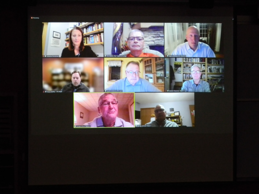  Candidates for city council answer questions via Zoom. Photo courtesy of Ethan Kober ('24).
