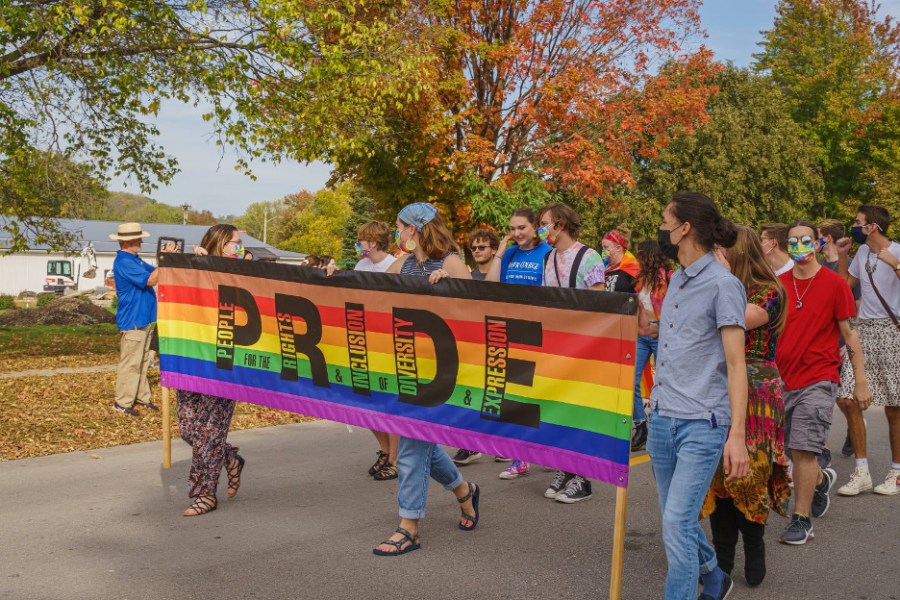 Members of Luther PRIDE in the Decorah Pride Parade. (Photo by Charlie Langton)

