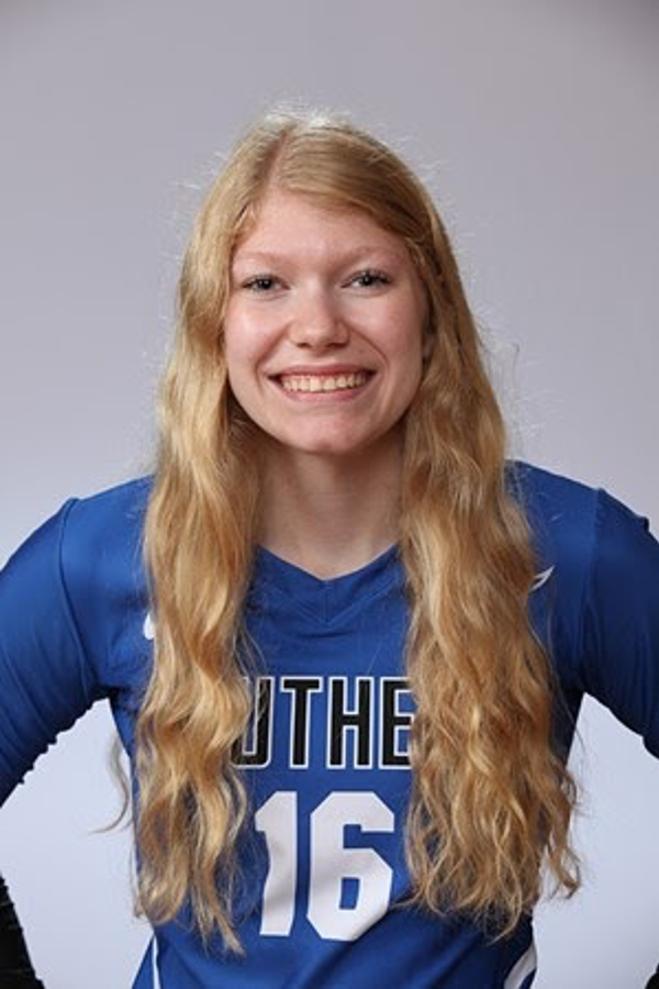 Sarina Stortz (‘24) recently earned all-conference honorable mention honors from the American Rivers Conference for volleyball. Stortz led the Norse in three statistical categories this season. (Photo courtesy of Luther Athletics)

