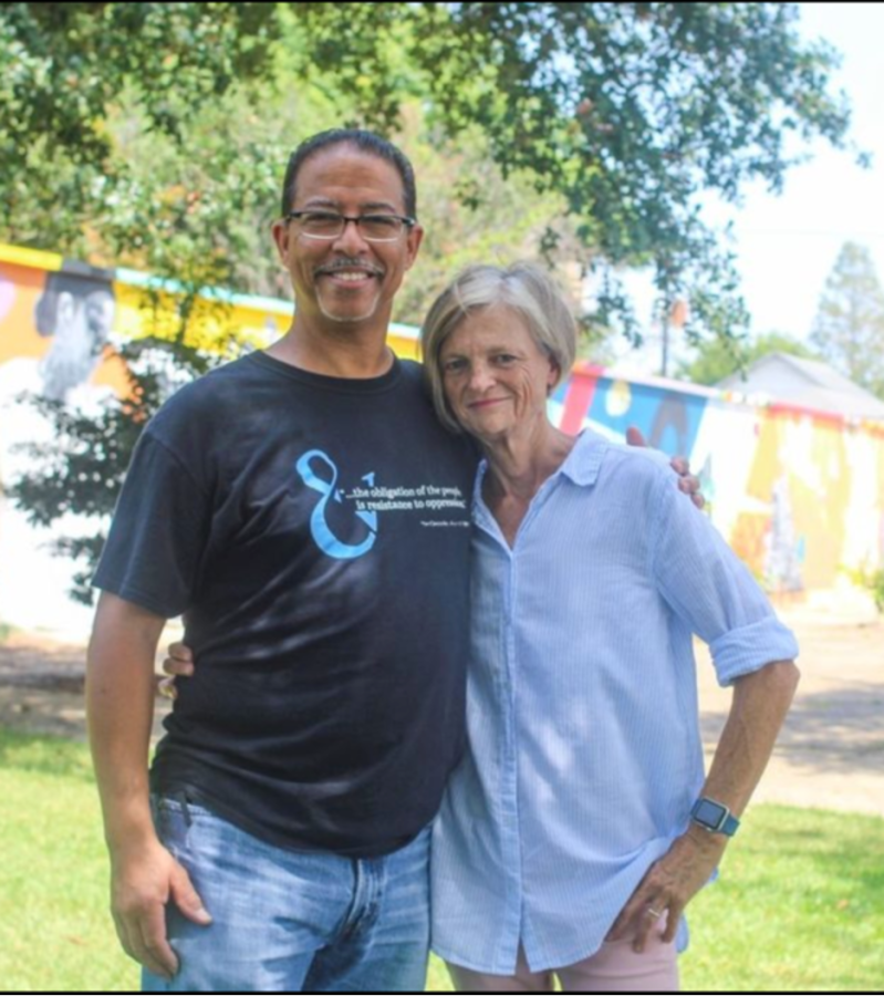 Keith Plessy (left) and Phoebe Ferguson (right) are descendants of Plessy and Judge Ferguson, two individuals who were involved in the Plessy v. Ferguson decision in 1896. (Photo courtesy of Luther Media Relations)
