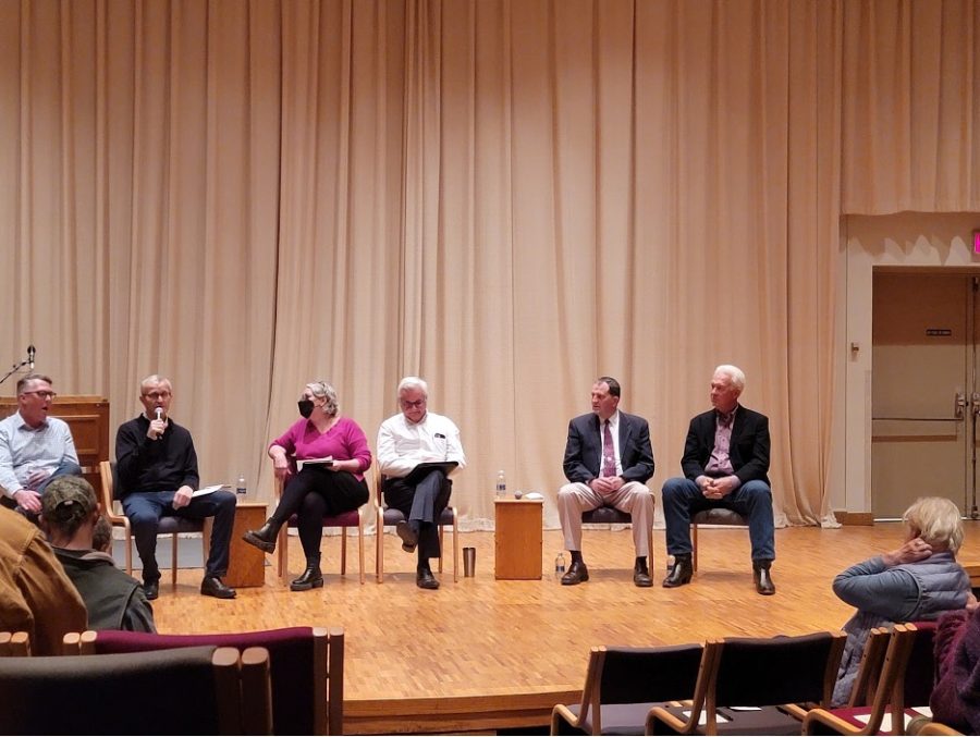 Left to Right: Tim Lecander, Mark Faldet, Dr. Randi Berg (Matt Spencer’s wife), Gary Rustad, Michael Bergan, and Steve Kelsay. (Lydia Marti)
