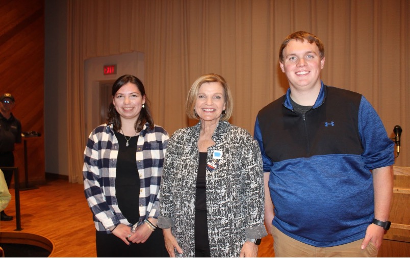 From Left to Right, Anna Wallace (‘24), Vice President of the Luther Democrats Club, Liz Mathis, and Ethan Bellendier (‘23), President of the Luther Democrats Club. Photo courtesy of Korpo M. Selay, Chip staff writer.