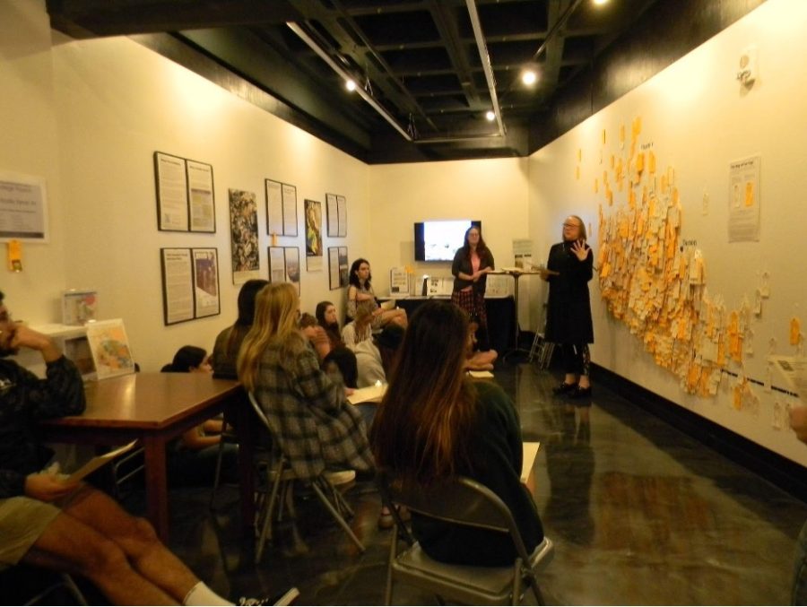 Director of College Ministries and College Pastor Melissa Bills leading attendees in the event. Photo courtesy of Serenity Figueroa.