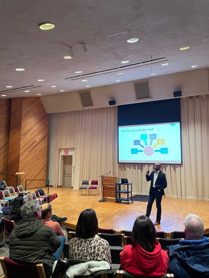 Haywood Stowe gave his lecture entitled “The Importance of Servant Leadership” on Tuesday, February 28 in the CFL Recital Hall. Photo courtesy of Korpo M. Selay (‘26).