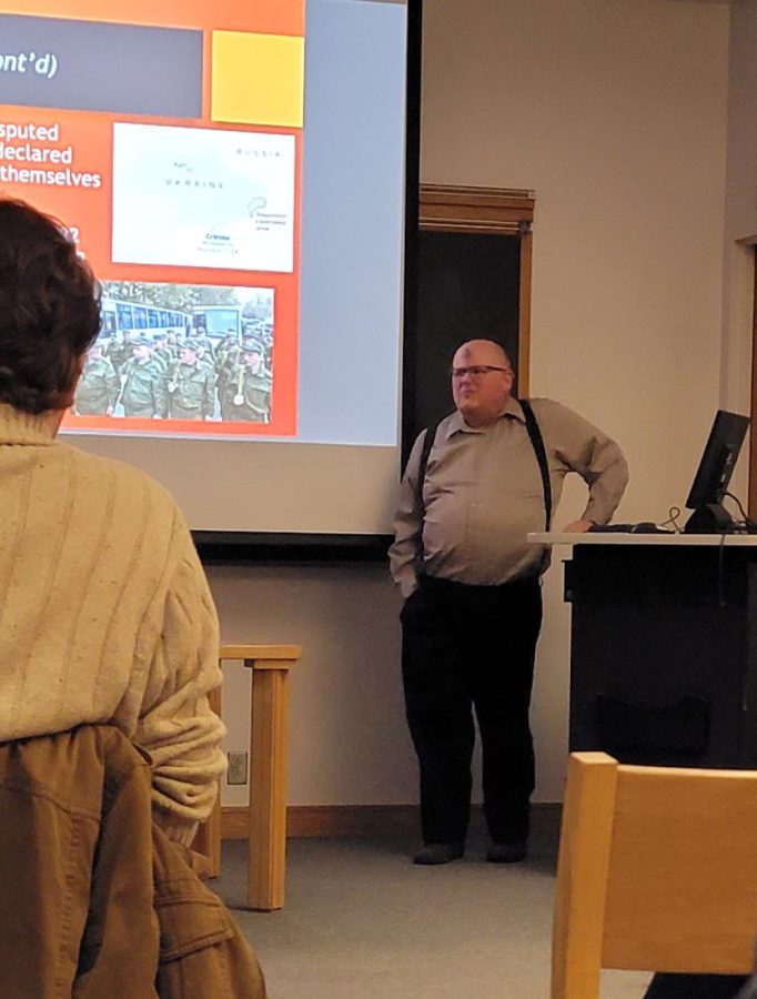 Photo of Professor Engelhardt during Q and A. Photo courtesy of Lydia Marti