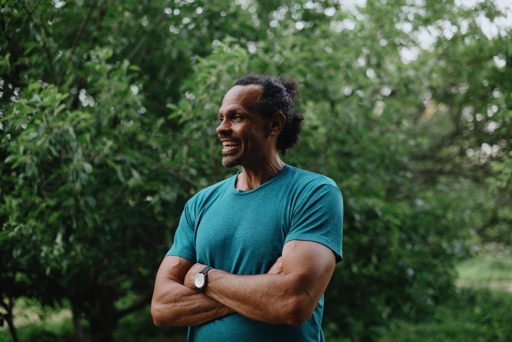 Ross Gay, a former Kingsley Tufts Poetry Award winner, read some of his poetry and essays at Luther on September 22 as part of the Elwin D. and Helen Farwell Distinguished Lecture Series. Photo courtesy of Natasha Komoda. 