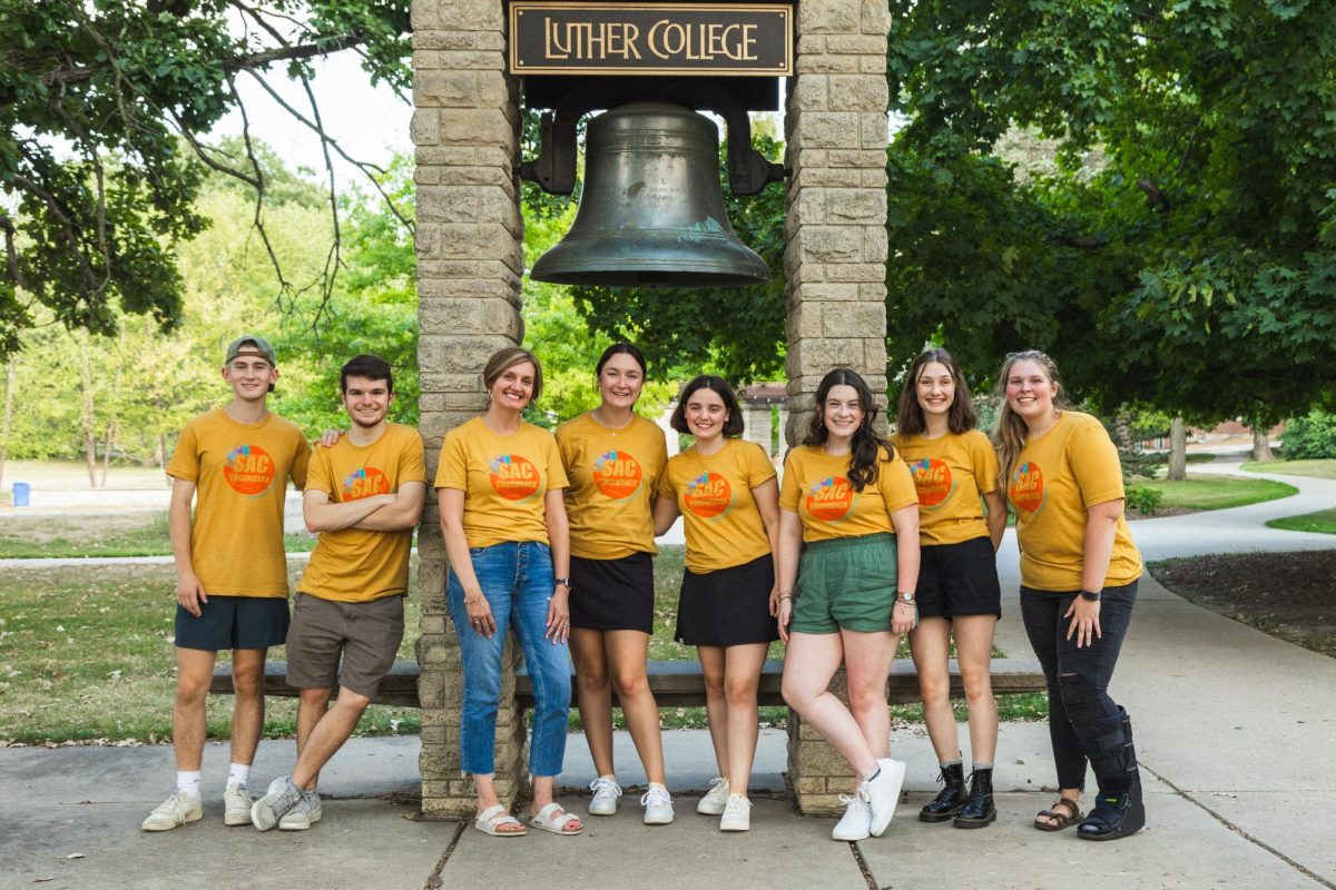 Clad in SAC Throwback t-shirts, the SAC team has planned to revive many events that have ceased to exist since the COVID-19 pandemic, in hopes of bringing back the fun of campus event culture.
Photo courtesy of Luther SAC.