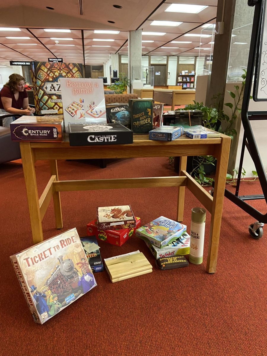 Some of the many board games available for play at Tabletop Games Night. Faculty members brought in games from their own collection for anyone to play.