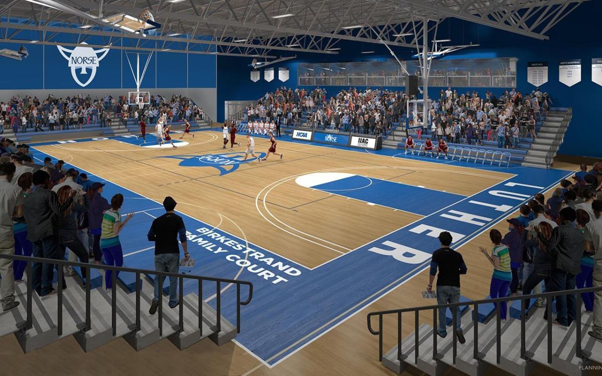 The+new+plan+for+the+Regents+Center+gymnasium+will+have+fans+completely+surrounding+the+Birkestand+Family+Court%2C+providing+fans+and+spectators+a+complete+competitive+experience.+Photo+courtesy+of+Luther+Athletics.