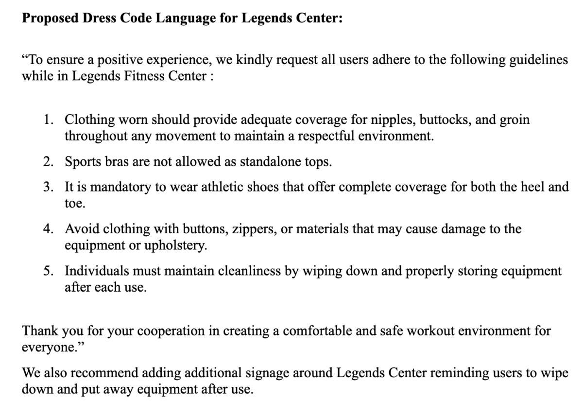 The+Legends+Center+Dress+Code+Committee%E2%80%99s+proposed+dress+code+that+was+sent+to+Luther+administration.+Photo+courtesy+of+Luther+Student+Senate.