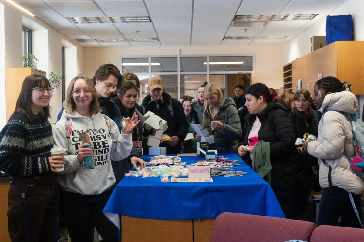 Students gather and make wellness kits in the Norse Lounge grand opening on February 28.