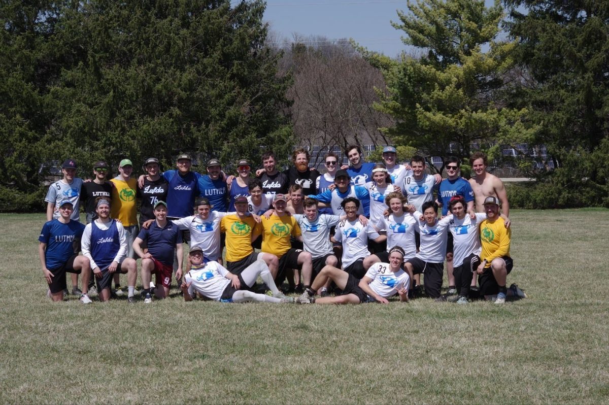 Current LUFDA team members and LUFDA alumni at the 2024 Division III Ultimate Frisbee West Plains Conference Championship. Photo courtesy of Simon McDonald.