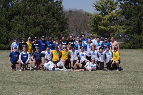 Current LUFDA team members and LUFDA alumni at the 2024 Division III Ultimate Frisbee West Plains Conference Championship. Photo courtesy of Simon McDonald.