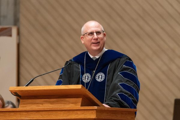 President Chamberlain delivers his presidential remarks. (Photo courtesy of Luther College)