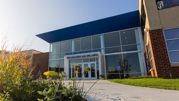 The entrance to the Gerdin Fieldhouse for Athletics and Wellness at Luther College on Oct. 19, 2025. Photo courtesy of Luther College.