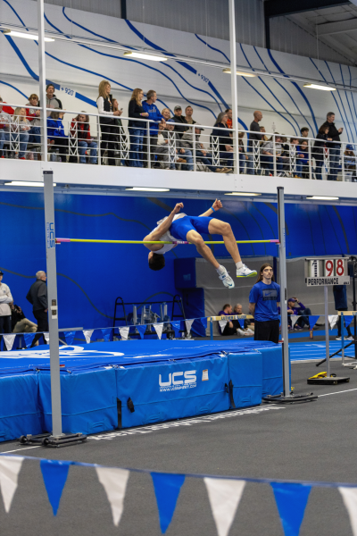 A Luther long jumper competes at the tournament. Photo courtesy of Luther College.